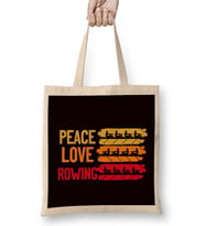 Peace Love Rowing Rowboat Water Sports Sculling Paddling Bez Çanta Uzun Saplı