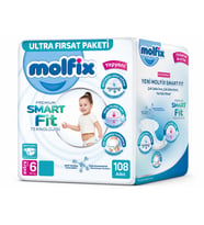Molfix Premium Smart Fit Bebek Bezi 6 Beden 15+ KG Extra Large 108 Adet Ekonomik Ultra Fırsat Pk
