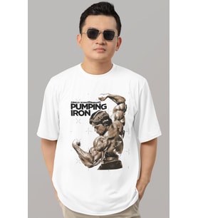 Tasarım Arnold Pumping Iron Bodybuilding Fitness Sporcu Baskılı Unisex Oversize Tişört
