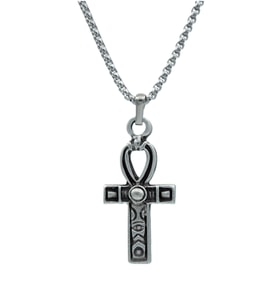 Ankh Anahtarı - Nil'in Anahtarı Örme Zincir Kolye - Gümüş Kaplama - Erkek Kadın Kolye - No:1331