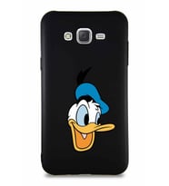 Samsung Galaxy J7 Core Soft Premier Kapak Donald Duck-A Tasarımlı Silikon Kılıf - Siyah (Şeffaf)