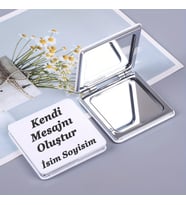 Kişiye Özel Kare Cep Aynası - İsimli ve Mesajlı Makyaj Aynası
