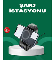 Northcity 3'ü 1 Arada Kablosuz Şarj İstasyonu – Apple Uyumlu Hızlı Şarj ve LED Ekranlı Dekoratif Ürün