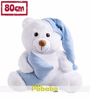 80 cm Yastıklı Uyku Arkadaşı Peluş Ayıcık (Mavi)