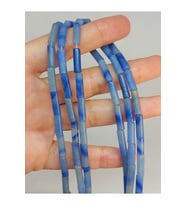 Bileklik Boy Mavi Aventurin Taşı Silindir Kesim 4x12.5mm Yarım Dizi (49398) (18CM UZUNLUĞUNDADIR)