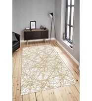 Dijital Baskılı Yıkanabilir Kaymaz Modern Renkli Salon Halısı Mutfak Halısı Yolluk ND-HY-909 (Bej)