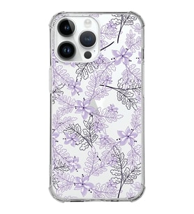 Apple iPhone 14 Pro Max Uyumlu Köşe Korumalı Antişok Kapak Floral Lila Tasarımlı Şeffaf  Kılıf