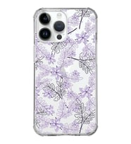 Apple iPhone 14 Pro Max Uyumlu Köşe Korumalı Antişok Kapak Floral Lila Tasarımlı Şeffaf  Kılıf