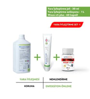 1 L Yara İyileştirme Solüsyonu + 50 ml Yara İyileştirme Jeli + Actomins® Woun-Vit Plus  3'lü Set