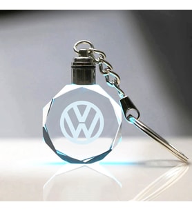 Volkswagen Logolu 2d Patlatma Kristal Led Işıklı Anahtarlık, Araba Anahtarlığı