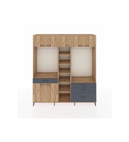 Hyperion Dolap 11 Raflı 4 Çekmeceli 2 Askılı 220x44x243 Çam-Çam/Antrasit