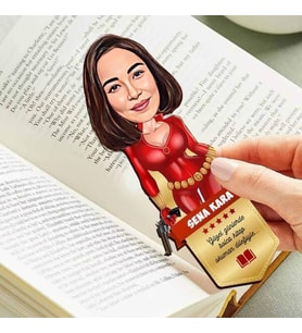 Aksiyon Seven Kadın Karikatürlü Kitap Okuma Ayracı