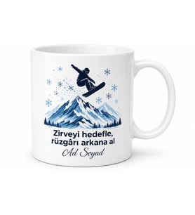 Snowboard Temalı Baskılı Kupa Bardak Hediye Kayak Spor Severler İçin