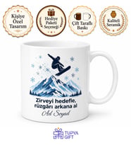 Snowboard Temalı Baskılı Kupa Bardak Hediye Kayak Spor Severler İçin