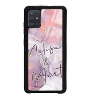 Samsung A51 Uyumlu Fuşya Mermer Tasarımlı Glossy Telefon Kılıfı