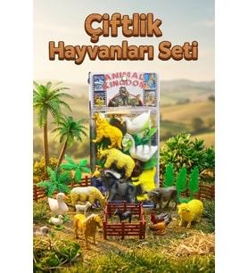 Eğitici Çiftlik Hayvanları Oyun Seti - 20 Parça Oyuncak Hayvan Figürleri, Ağaç