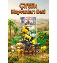 Eğitici Çiftlik Hayvanları Oyun Seti - 20 Parça Oyuncak Hayvan Figürleri, Ağaç