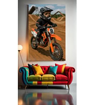 MOTOCROSS KÖPEĞİ Ev Duvar Salon Güzellik Salonu Ofis Dükkan Dekarasyon Kanvas Tablo (Çok Renkli)