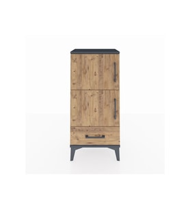 Arges Komodin 4 Raflı Tek Çekmeceli 2 Kapaklı 44x30x96 Antrasit-Çam
