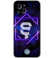Reeder S23 Pro Max Kılıf HD Desen Baskılı Arka Kapak - Dark Neon Yaprak Ş Harfi