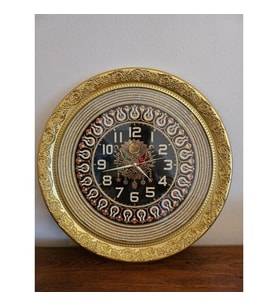 Osmanlı Tuğralı Kırmızı Gold Duvar Saati - 52x60 cm