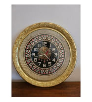 Osmanlı Tuğralı Kırmızı Gold Duvar Saati - 52x60 cm