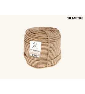 Jütburada Jüt Halat 6 mm 10 Metre Hasır Dekor Süsleme İp