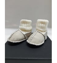 TUĞBİŞ Bebek Unisex Bej Organik Kuzu Derisi İlk Adım Ayakkabısı Panduf Patik - TG3001