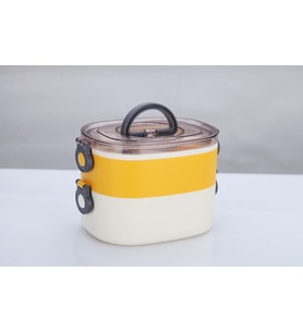 Beslenme Kutusu İki Katlı - Paslanmaz Çelik - 1900ml Yeni Nesil Beslenme Kabı Lunch Box (Sarı)