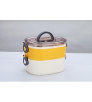 Beslenme Kutusu İki Katlı - Paslanmaz Çelik - 1900ml Yeni Nesil Beslenme Kabı Lunch Box (Sarı)