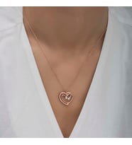 Gümüş Rose Birleşmiş Kalpler Kadın Kolye