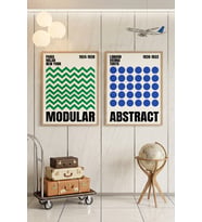 Minimalist Geometrik 2'li Ahşap Çerçeveli Tablo Seti