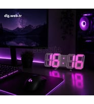 DLG Akıllı 3D LED Dijital Masa Saati Tarih Sıcaklık Alarm Ayarlanabilir Parlaklık Pembe