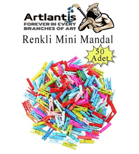 Renkli Mini Mandal Ahşap 50 Adet Renkli Minik Mandal Dekoratif Süsleme Fotoğraf Asma Mandalı Dekarasyon
