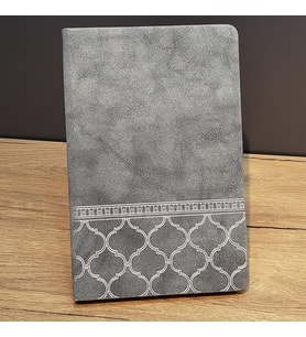 Desenli Gri Renk Deri Defter