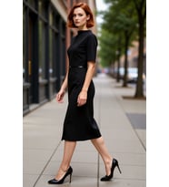 Kadınlar İçin Dik Yaka Bodycon Midi Elbise Kemerli Anvelop Kesim Standart Kol Şıklığı Kaliteli