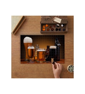 Bardakta Bira Çeşitleri Tasarımı 240 parça Ahşap Puzzle Ahşap Kutuda MP09060