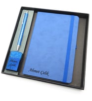 Signator® Codex  N268 Kişiye Özel Defterli Set - İsme Özel Mavi Kalem + İsme Özel Mavi Defter + İsme Özel Mavi Çakmak  İsme Özel Kutusunda Hediyelik Set (Karışık)