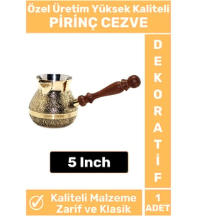 Özel Yüksek Kalite Isı İletkeni Kolay Temizlenir Estetik Dekoratif Türk Kahvesi Pirinç Cezve 5 Inch