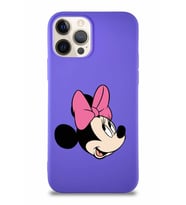 Apple iPhone 12 Pro Soft Premier Kapak Minnie Mouse-A Tasarımlı Silikon Kılıf - Mor (Şeffaf)