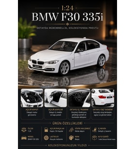 1:24 BMW F30 335i Beyaz Diecast Metal Model Araba Açılır Kapı ve Kaput