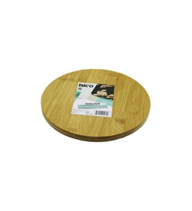 YUVARLAK=24.5CM AYAKLI= 4CM DÜZ YÜZEY AHŞAP BAMBU SUNUM TEPSİSİ - MİNİ SOFRA (5343)