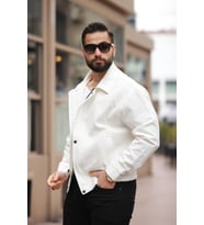 Unisex Yeni Sezon Kapitone Dolgulu Oversize Vintage (Beyaz)
