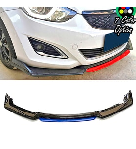 Hyundai Elantra Mavi Renkli Şeritli Dilli Ön Lip 4 Prç Parlak Siyah ABS