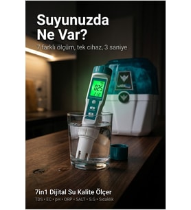 7in1 Dijital Su Kalite Ölçüm Cihazı TDS EC pH ORP Metre Sıcaklık Ölçer