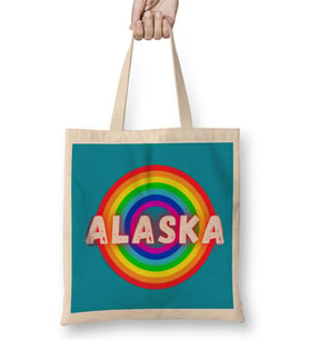 Alaska Vintage Retro Rainbow Style Bez Çanta Uzun Saplı