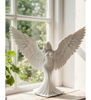 Sanatsal Melek Heykeli Kanatlı Kadın Figürlü 3d Dekoratif Biblo