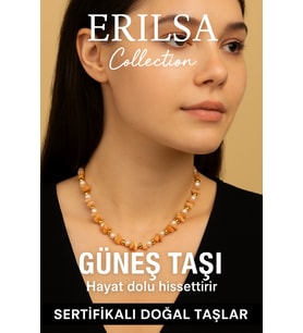 Sertifikalı Kırık Taşlı Model İnci - Güneş Taşı Kolye (Çok Renkli)