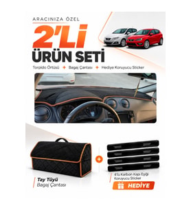 e-biz SEAT IBIZA (2008-2017) Uyumlu Torpido Örtüsü + Tay Tüyü Çanta - Siyah-Kahverengi - SE004
