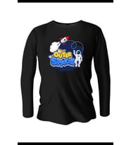 Outer Space Baskılı Uzun Kollu Bisiklet Yaka Erkek Siyah T-Shirt
